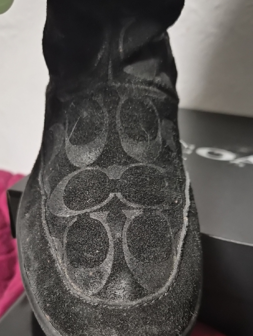 Coach Black Suede Signature Logo Boot Detail - Picture 4 of 4